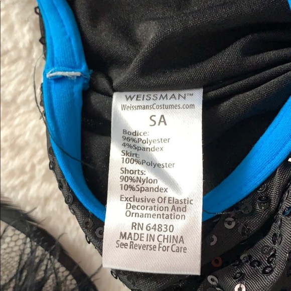 Weissman SA Dance Costume Blue Black Dress & hairpiece EUC Small - Picture 9 of 10